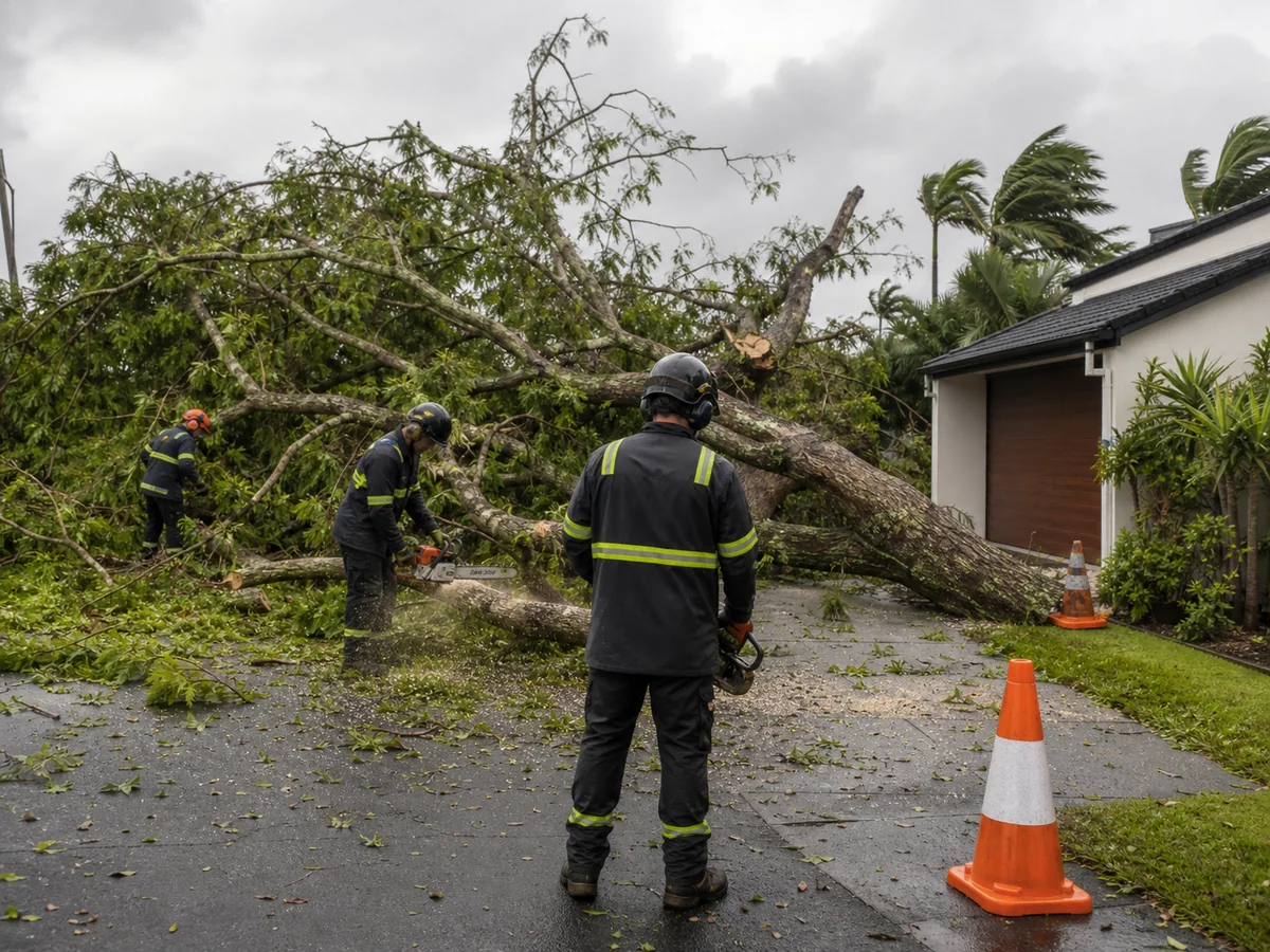 24 Hour Emergency Response Brisbane Emergency arborist crew clearing a storm damaged tree in Brisbane